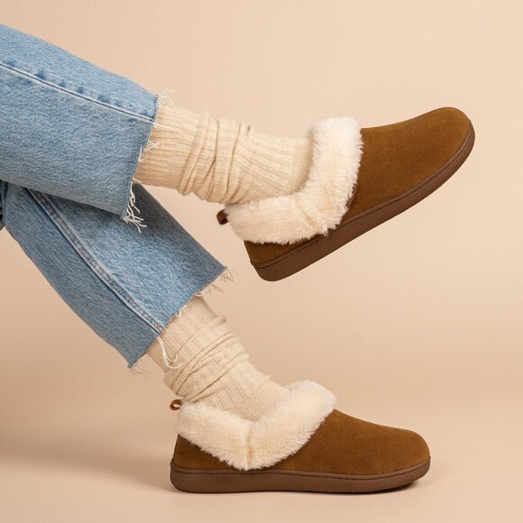 Cozy Women’s Memory Foam Slippers - Pull-On Booties with Rubber Sole, Sizes 7-8 - Picture 2 of 6